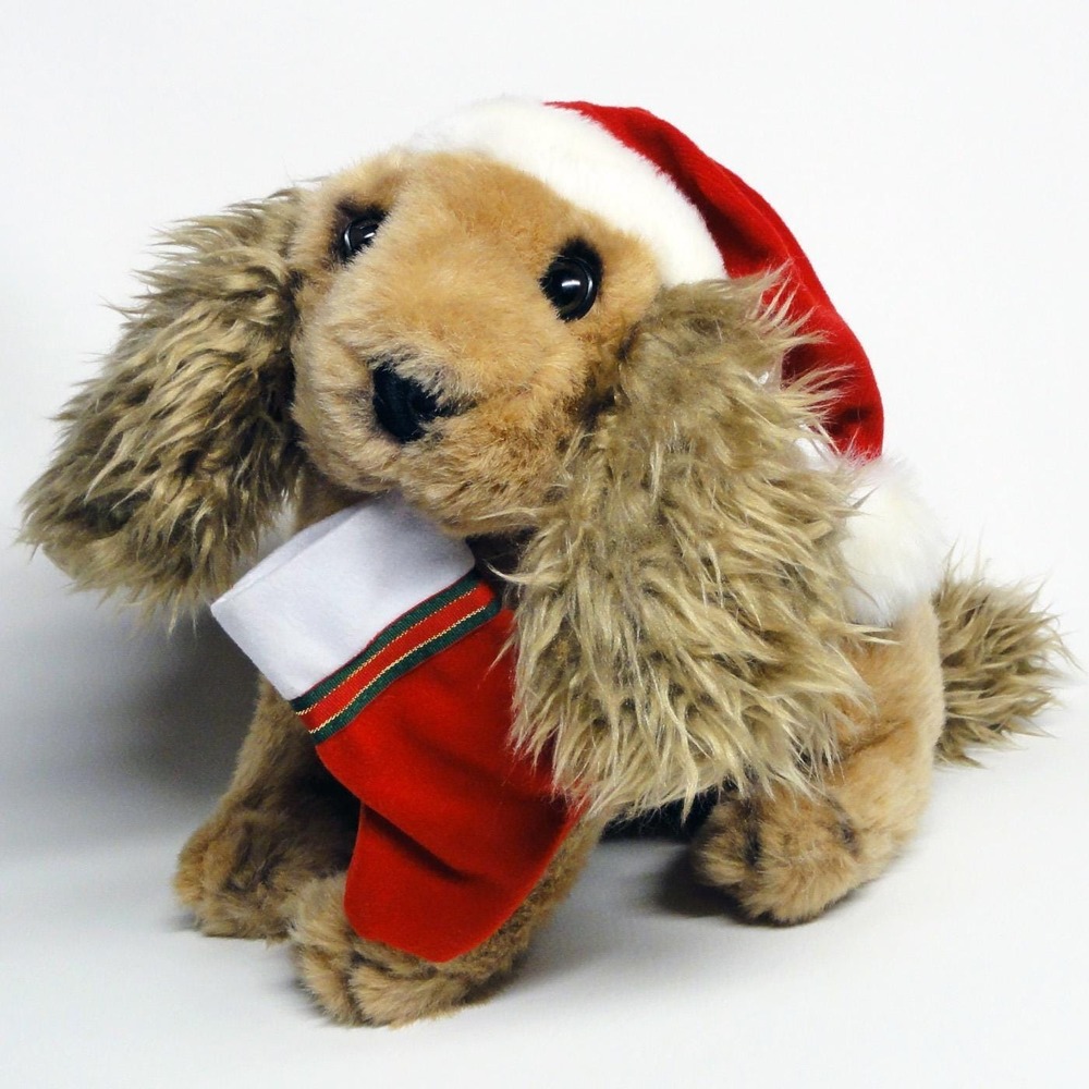 America Wego Cocker Spaniel Dog Plush Sitting Christmas Stocking Hat Vintage 12"